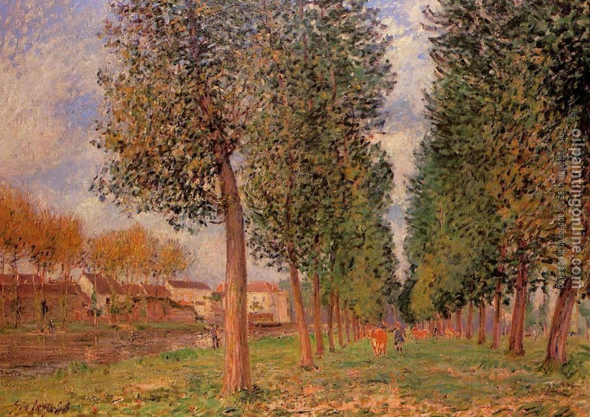 Sisley, Alfred - Lane of Poplars at Moret, Cloudy Morning